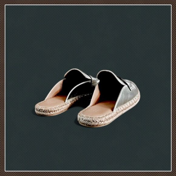 JustFab Ailana Flat Mule Metallic Slip-On Espadrille - Picture 8 of 16